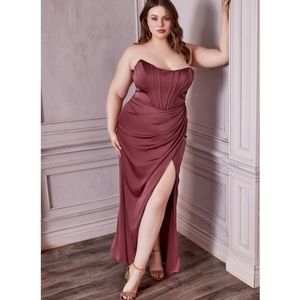 Rosewood Strapless or Off The Shoulder Satin Dress 7484